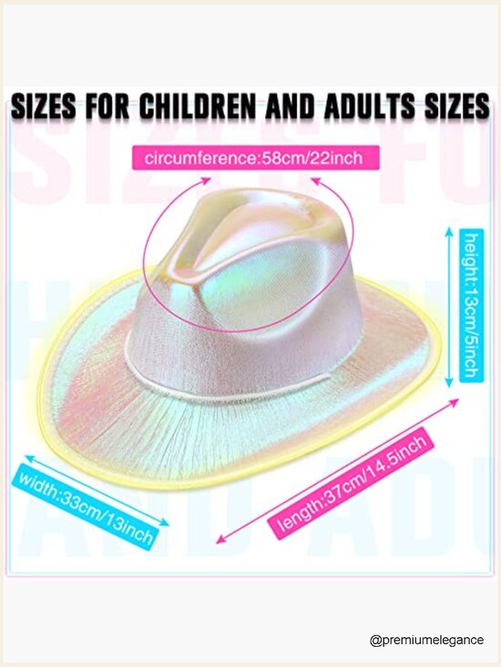 20 LED Light Up Hats for Cowgirl Western Theme Party